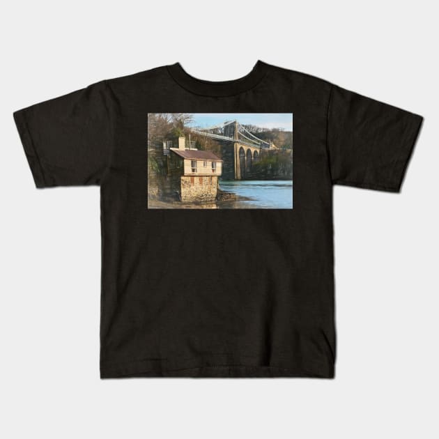 The Menai Suspension Bridge Kids T-Shirt by IanWL